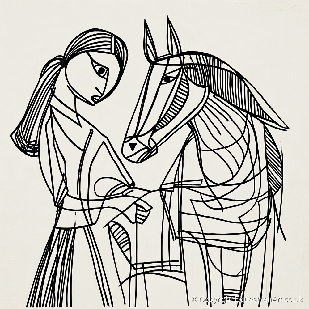 Lines of Connection - horse & rider art print and canvas by Conrad Gallagher A.I