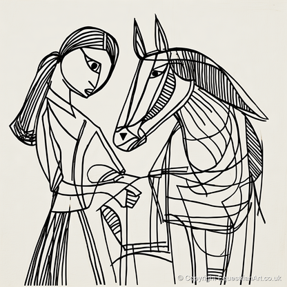 Lines of Connection - horse & rider art print and canvas by Conrad Gallagher A.I