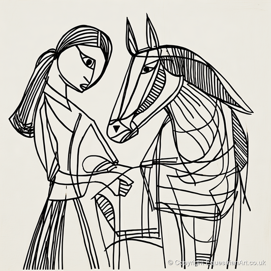 Lines of Connection - horse & rider art print and canvas by Conrad Gallagher A.I