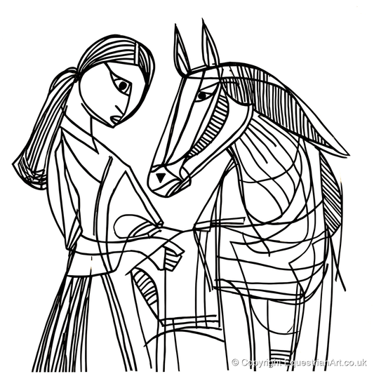 Lines of Connection - horse & rider art print and canvas by Conrad Gallagher A.I