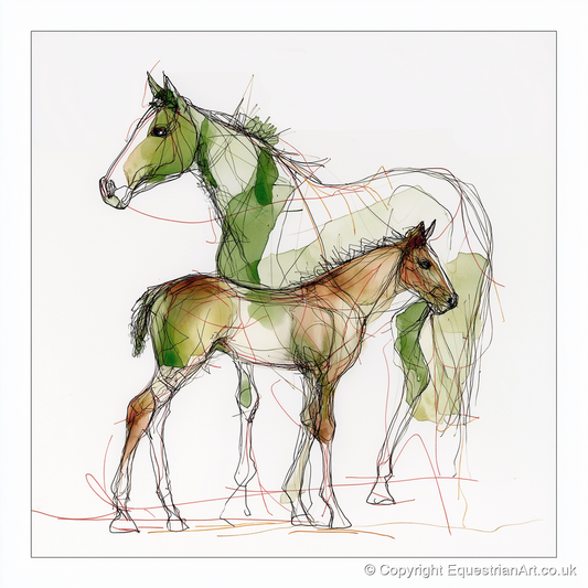 Lines of Kinship - mare & foal art print and canvas by Gareth Holden A.I