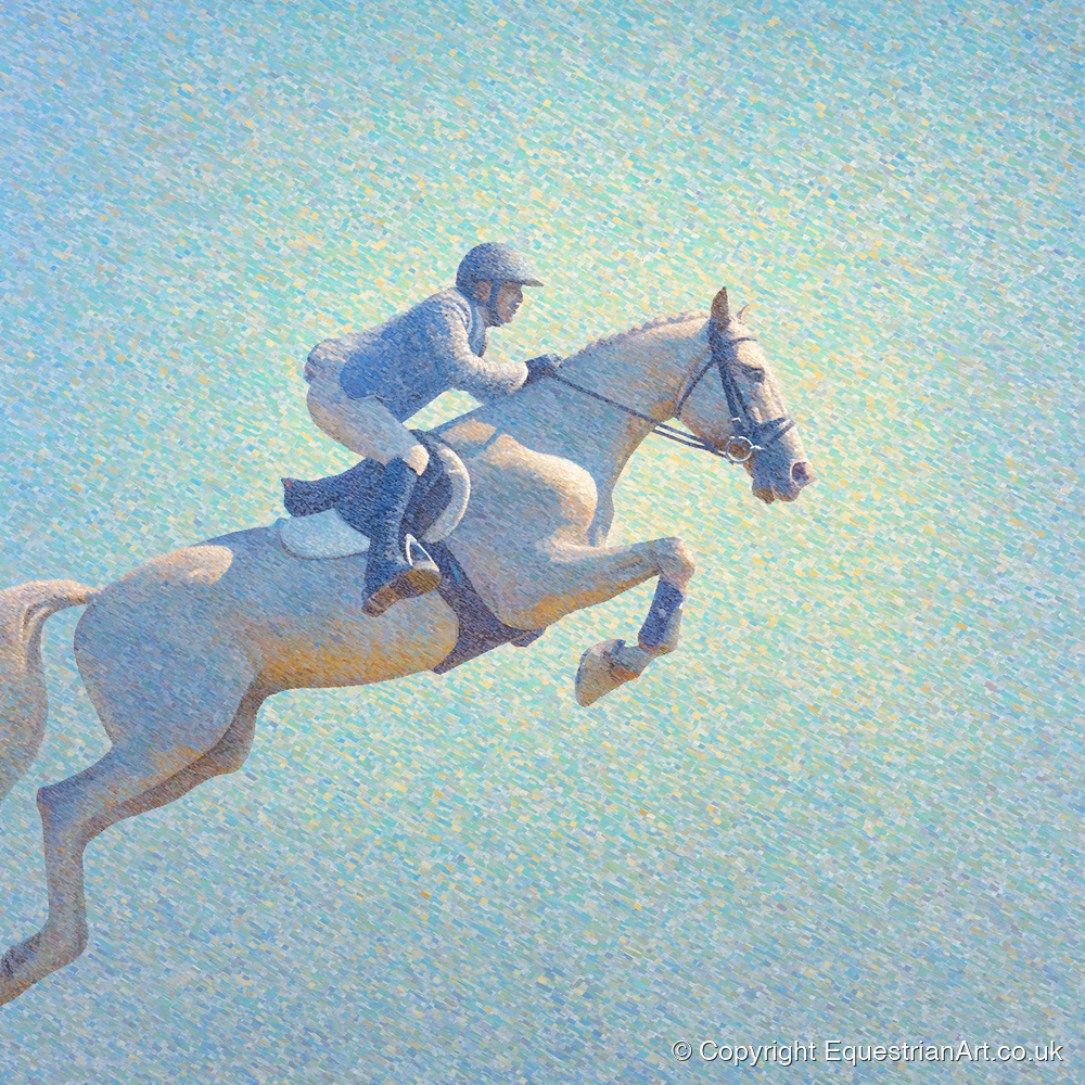 Luminous Ascent - show jumping horse art print and canvas by Sienna Radcliffe A.I
