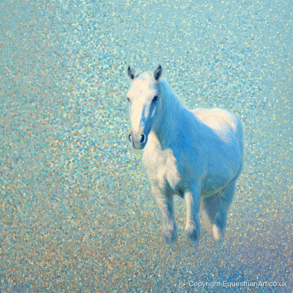 Luminous Azure Grey - horse portrait art print and canvas by Sienna Radcliffe A.I