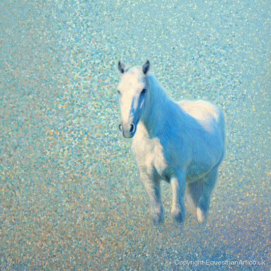 Luminous Azure Grey - horse portrait art print and canvas by Sienna Radcliffe A.I