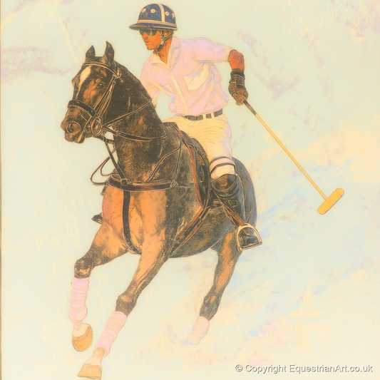 Luminous Chukka - polo horse art print and canvas by Isobel Hawthorn A.I