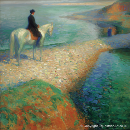 Luminous Coastal Hack - beach horse art print and canvas by Ambrose Keating A.I