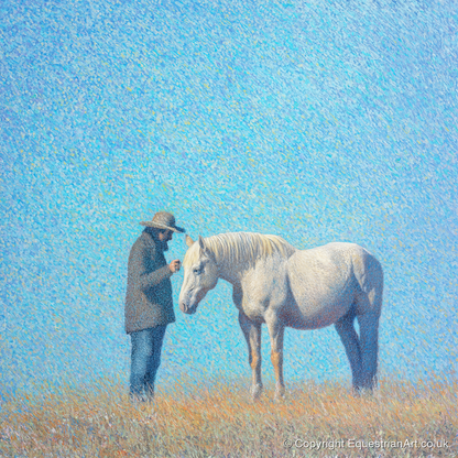Luminous Connection - horse & rider art print and canvas by Sienna Radcliffe A.I
