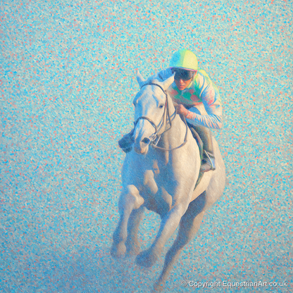 Luminous Gallop - racing horse art print and canvas by Sienna Radcliffe A.I