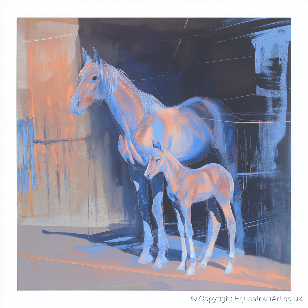 Luminous Mare And Foal - mare & foal art print and canvas by Charles Ashford A.I