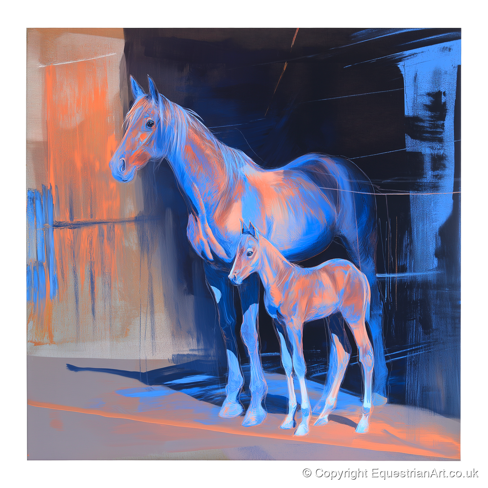 Luminous Mare And Foal - mare & foal art print and canvas by Charles Ashford A.I