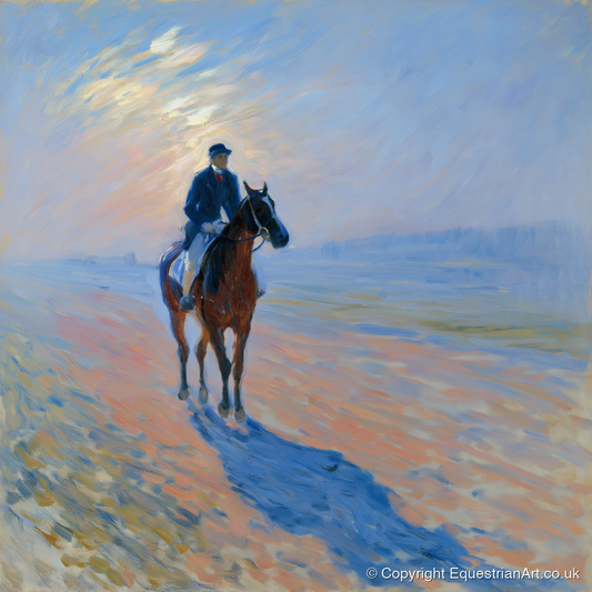 Luminous Morning Gallops - racing horse art print and canvas by Gabriel Hayes A.I