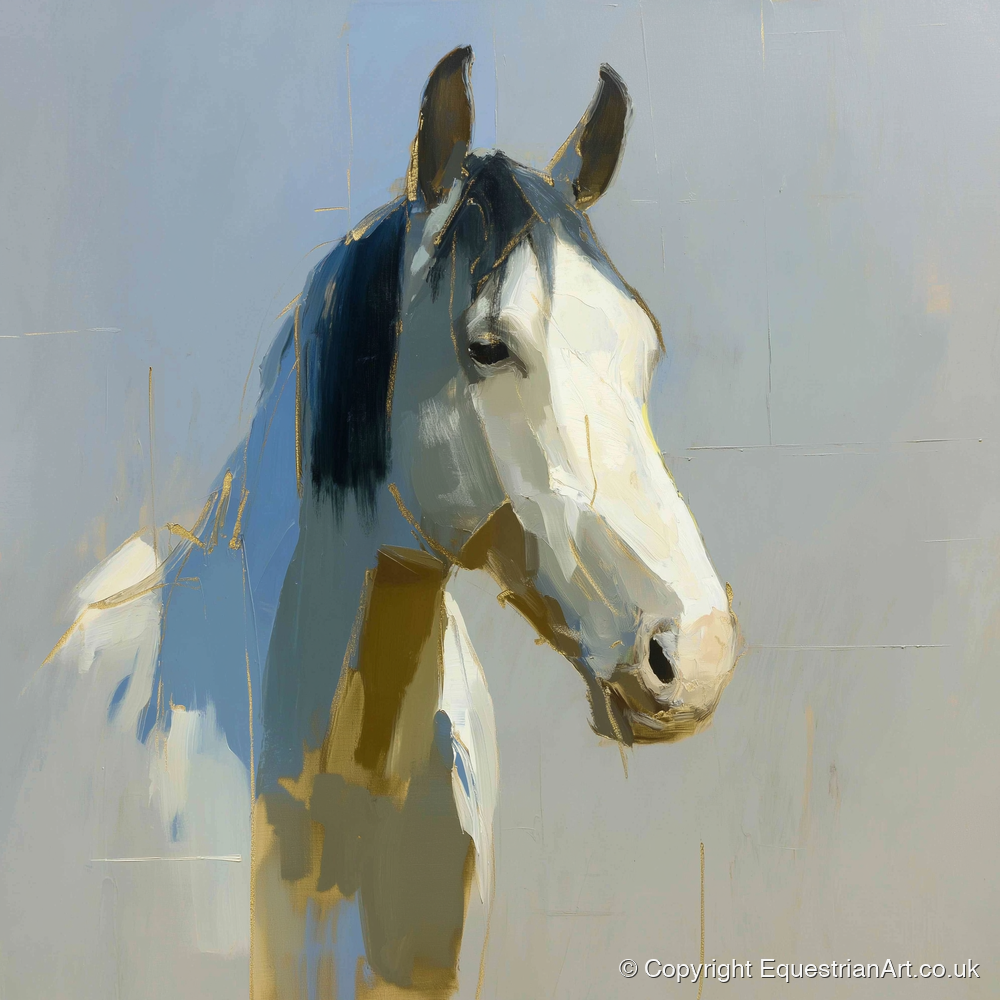 Luminous Morning Watch - horse portrait art print and canvas by Elias Thorne A.I