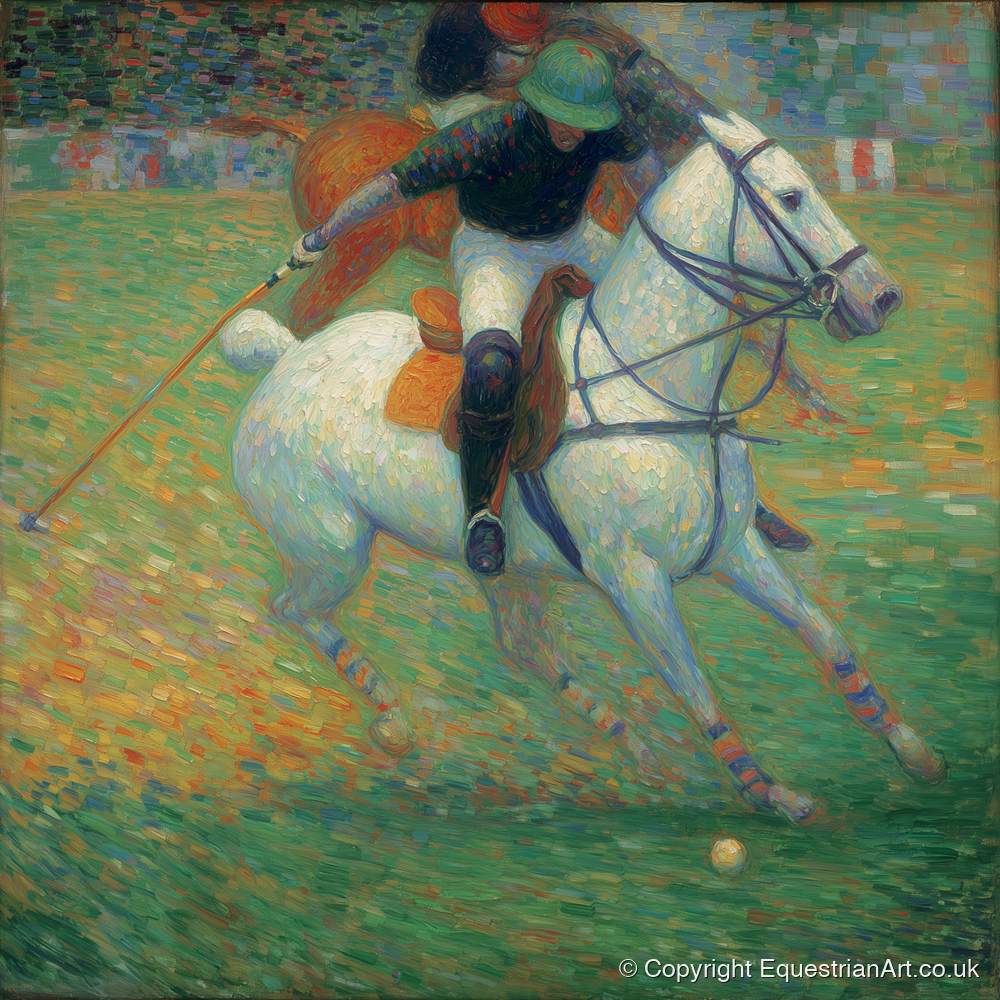 Luminous Polo Charge - polo horse art print and canvas by Ambrose Keating A.I