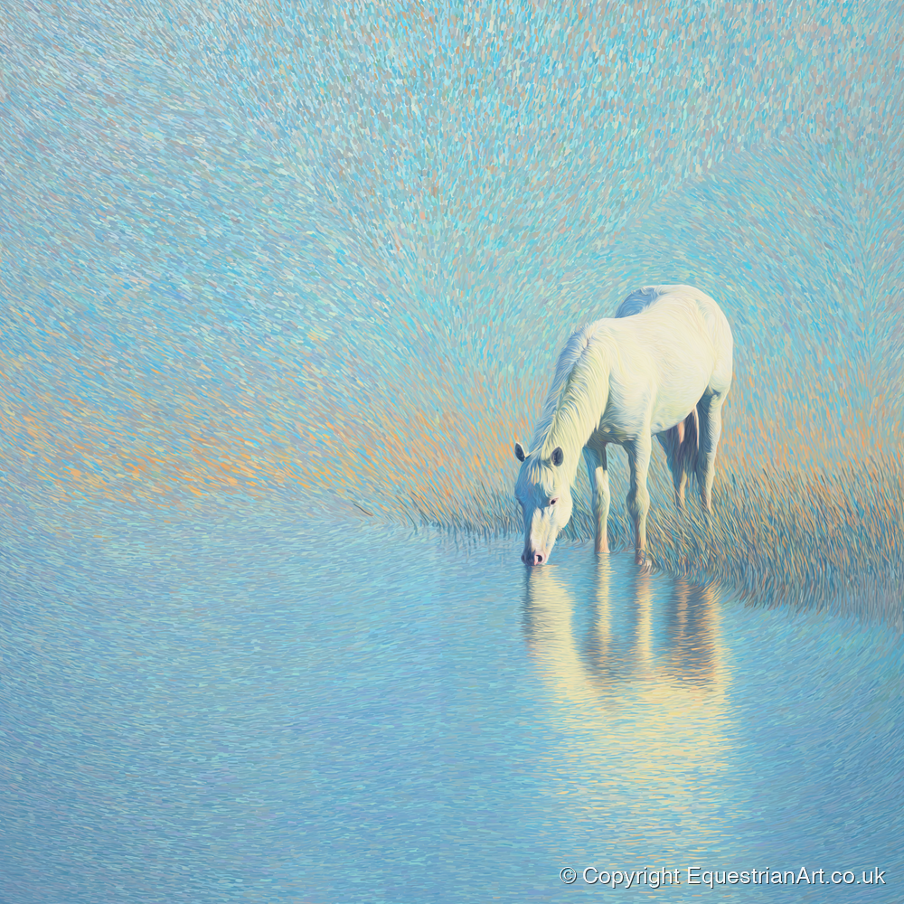 Luminous Waters - horse landscape art print and canvas by Sienna Radcliffe A.I