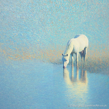 Luminous Waters - horse landscape art print and canvas by Sienna Radcliffe A.I