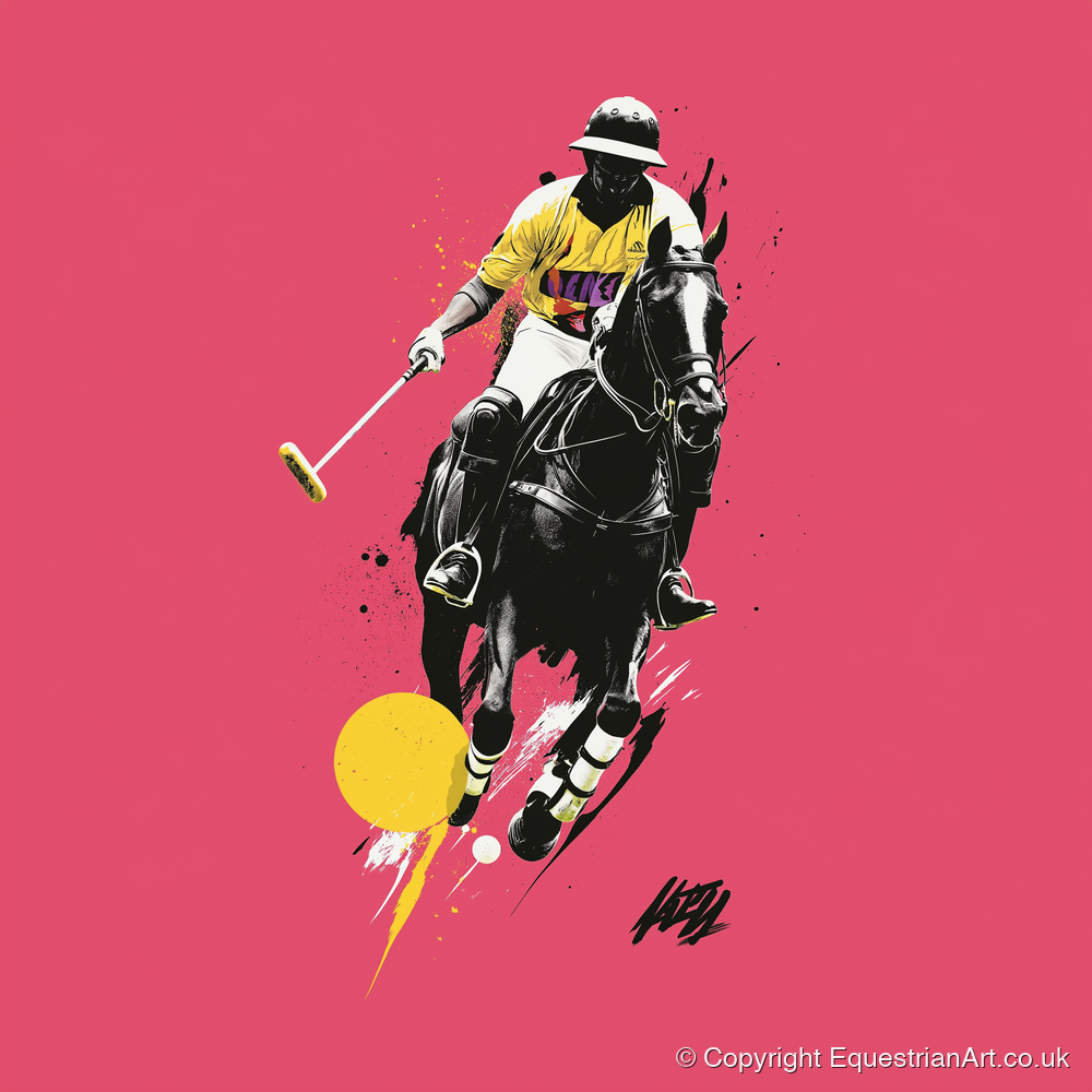 Magenta Chukka - polo horse art print and canvas by Maximilian Somerset A.I