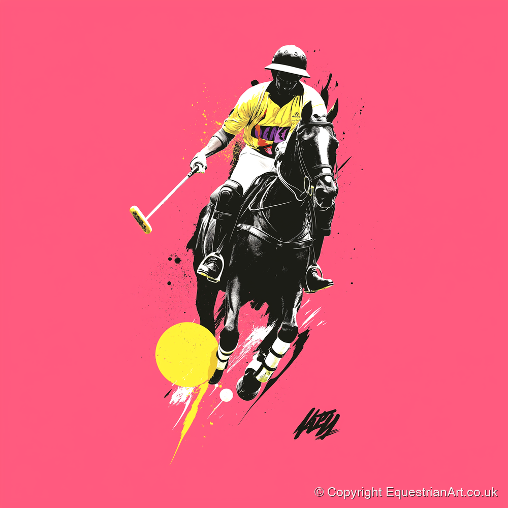 Magenta Chukka - polo horse art print and canvas by Maximilian Somerset A.I