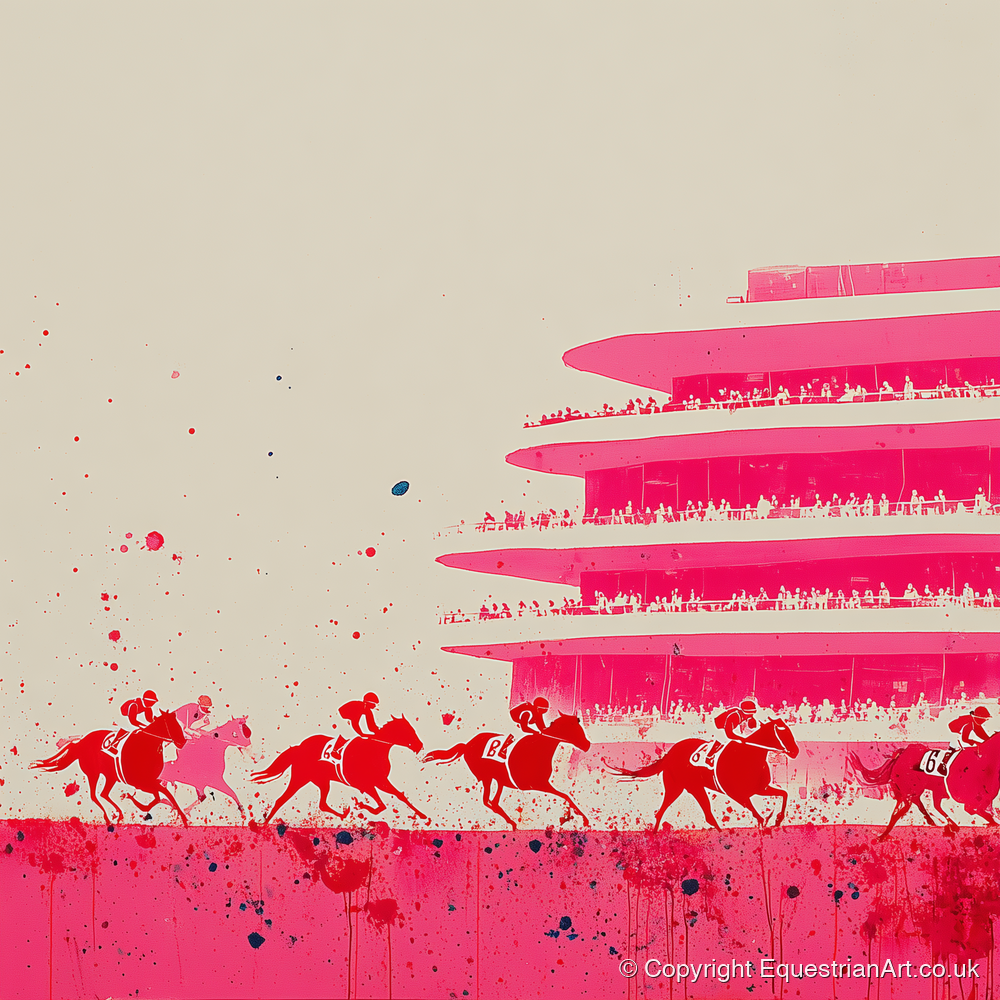 Magenta Grandstand Sprint - racing horse art print and canvas by Camilla Royston A.I