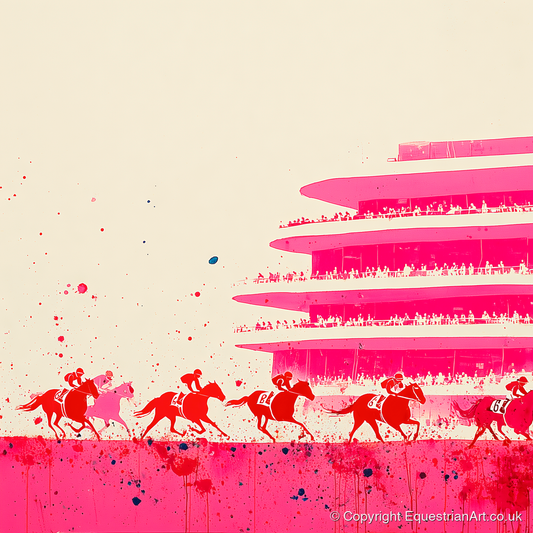 Magenta Grandstand Sprint - racing horse art print and canvas by Camilla Royston A.I