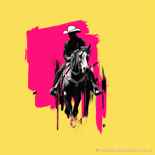 Magenta High Noon - western horse art print and canvas by Maximilian Somerset A.I