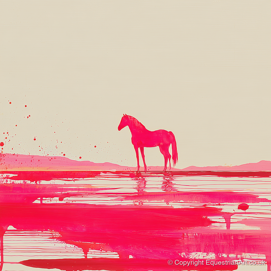 Magenta Horizon Reflection - horse landscape art print and canvas by Camilla Royston A.I