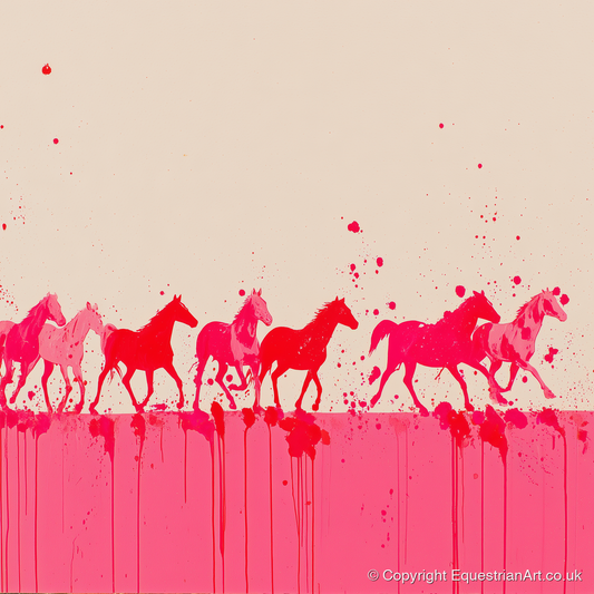 Magenta Motion - wild horses art print and canvas by Camilla Royston A.I