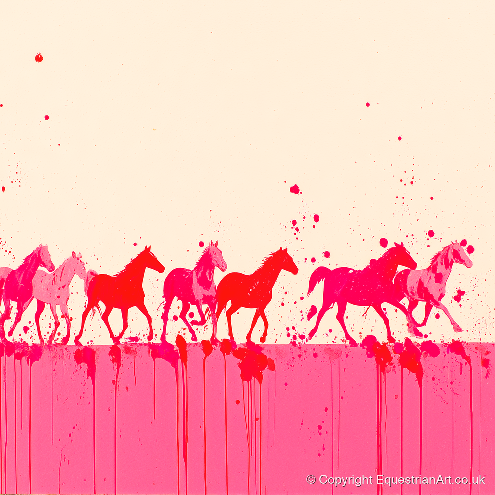 Magenta Motion - wild horses art print and canvas by Camilla Royston A.I