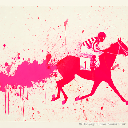 Magenta Racing Surge - racing horse art print and canvas by Camilla Royston A.I
