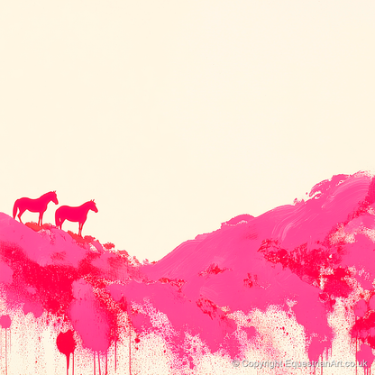 Magenta Ridge - horse landscape art print and canvas by Camilla Royston A.I