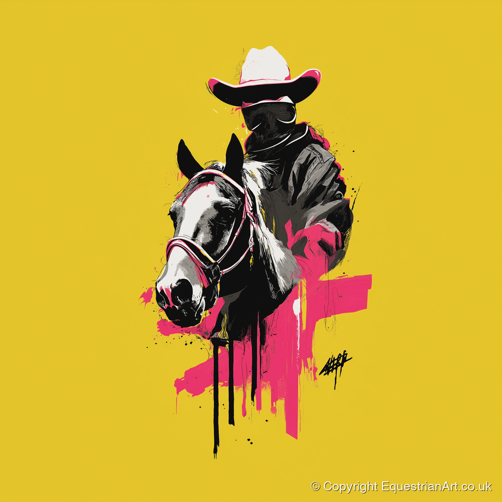 Magenta Western Rider - western horse art print and canvas by Maximilian Somerset A.I