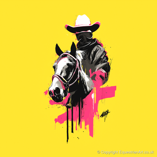 Magenta Western Rider - western horse art print and canvas by Maximilian Somerset A.I