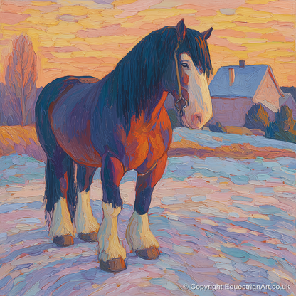 Majestic Winter Shire - horse breed art print and canvas by Celia Harding A.I