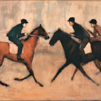 Meeting on the Gallops - racing horse art print and canvas by Arabella Knight A.I