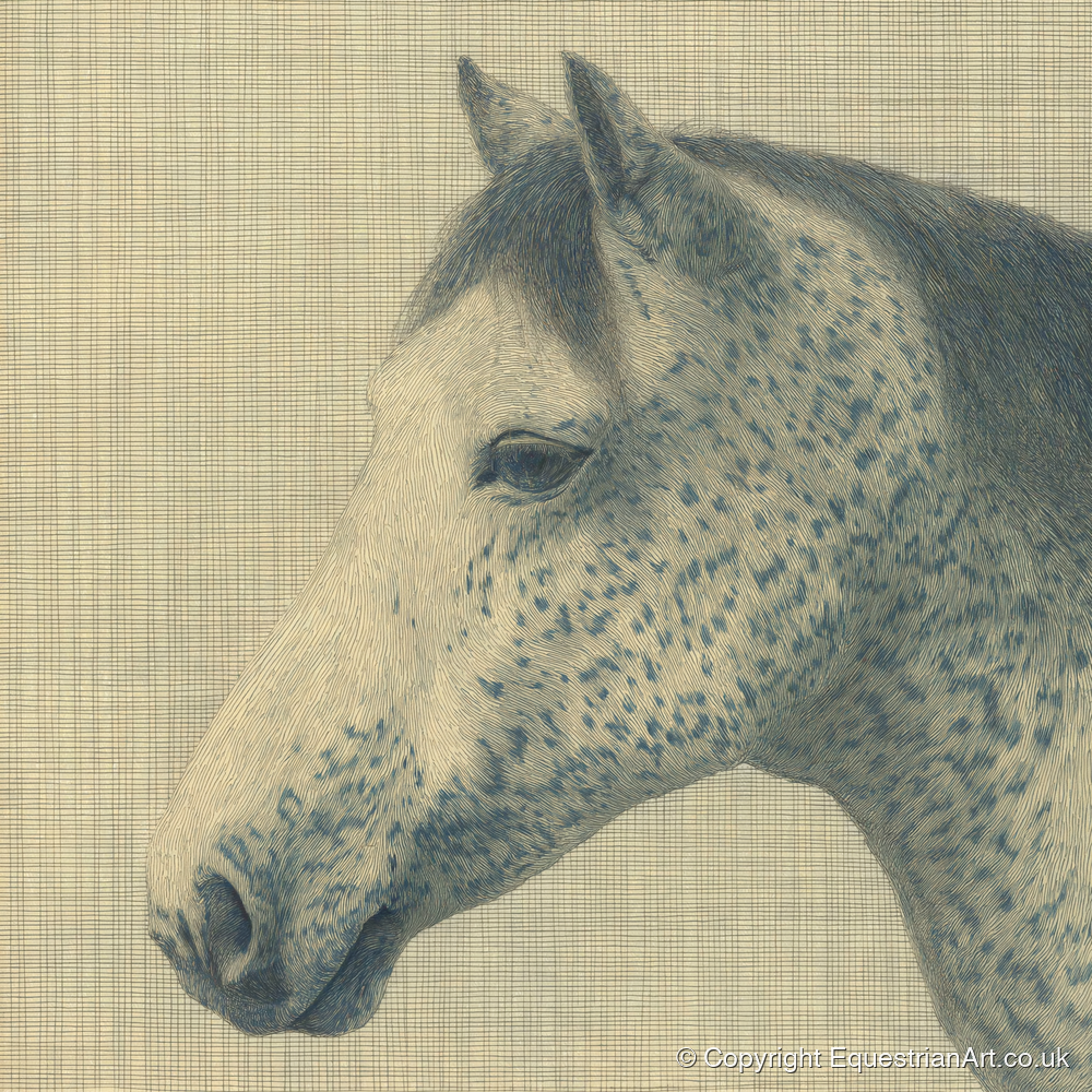 Meticulous Speckled Grey - horse breed art print and canvas by Arthur Sterling A.I