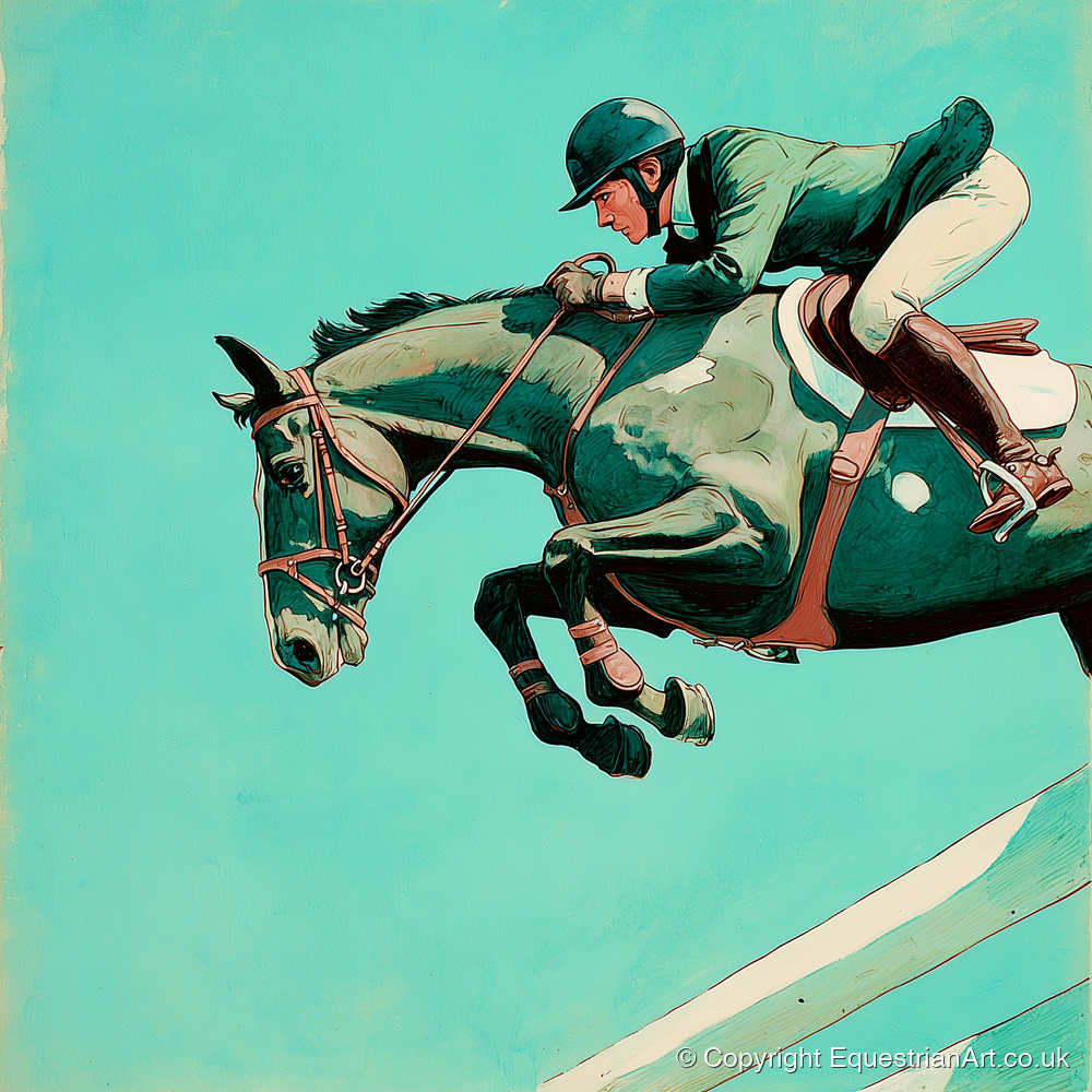 Mid-Air Mastery - show jumping horse art print and canvas by Declan Foley A.I