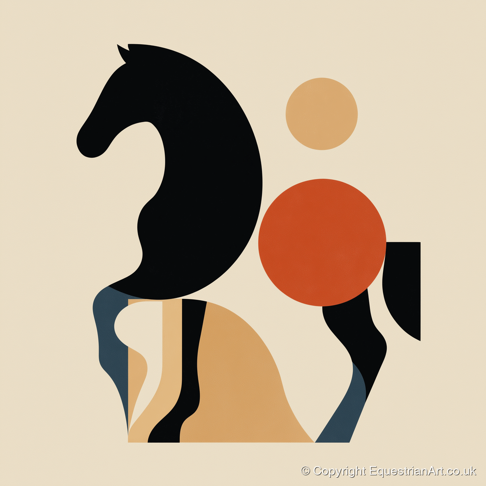 Mid-Century Equine Form - horse portrait art print and canvas by Oliver Tate A.I