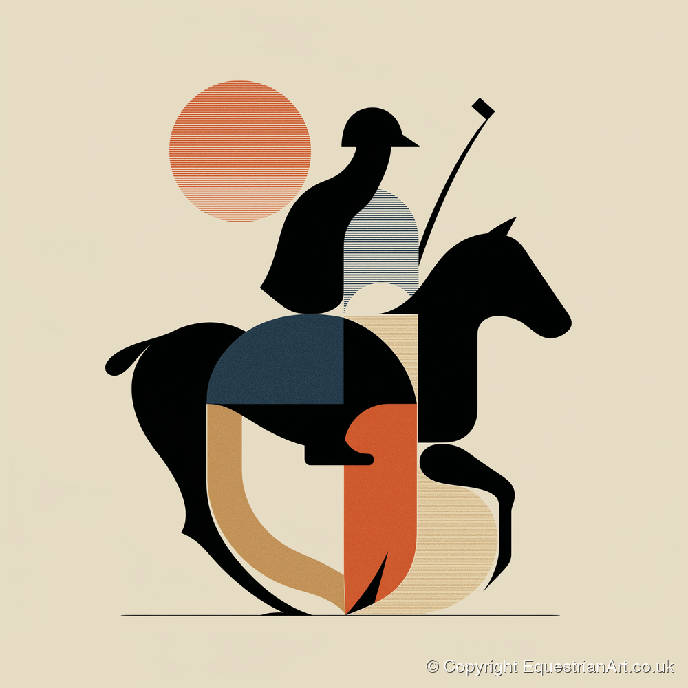 Mid-Century Polo Match - polo horse art print and canvas by Oliver Tate A.I