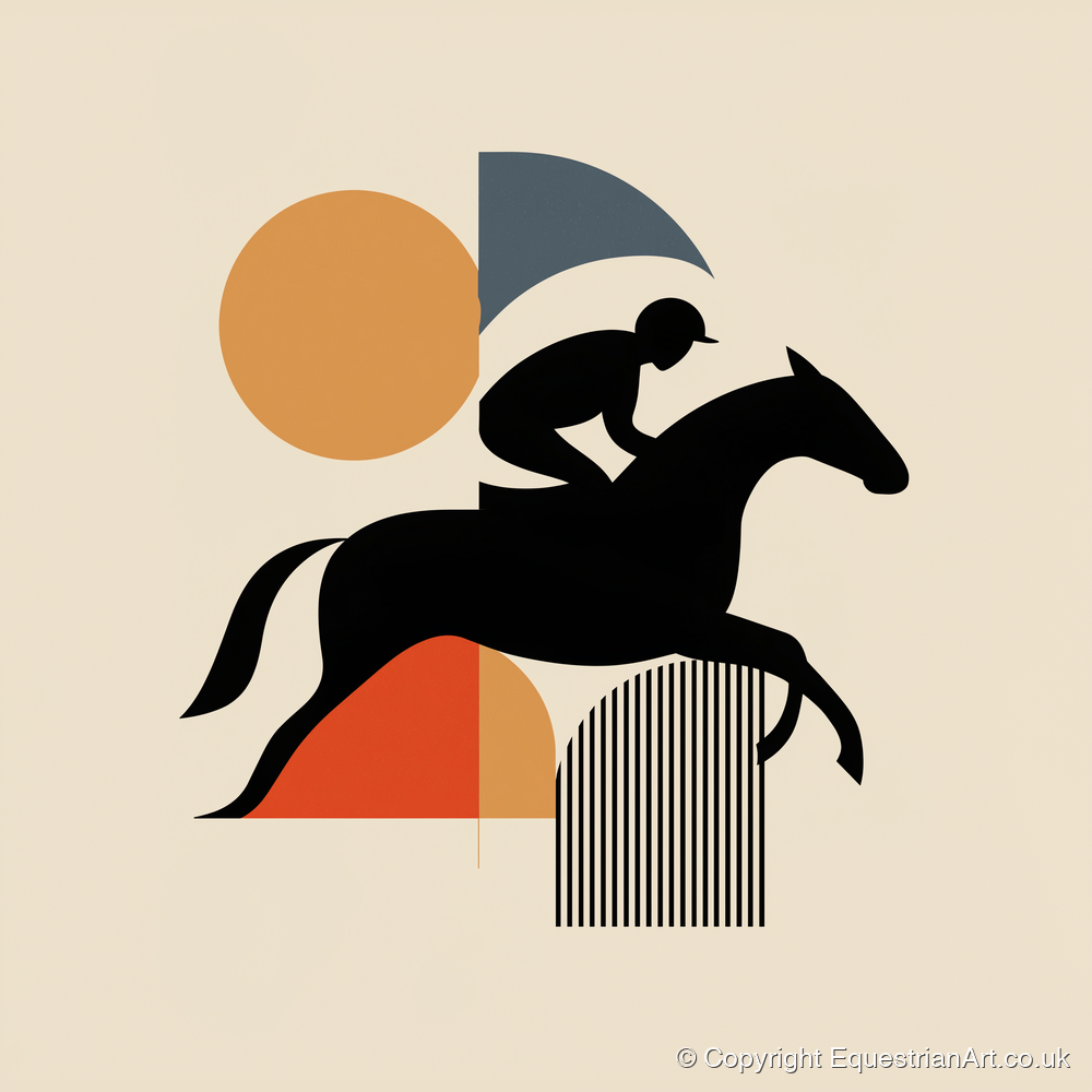 Mid-Century Racing Silhouette - racing horse art print and canvas by Oliver Tate A.I