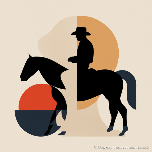 Mid-Century Western Rider - western horse art print and canvas by Oliver Tate A.I