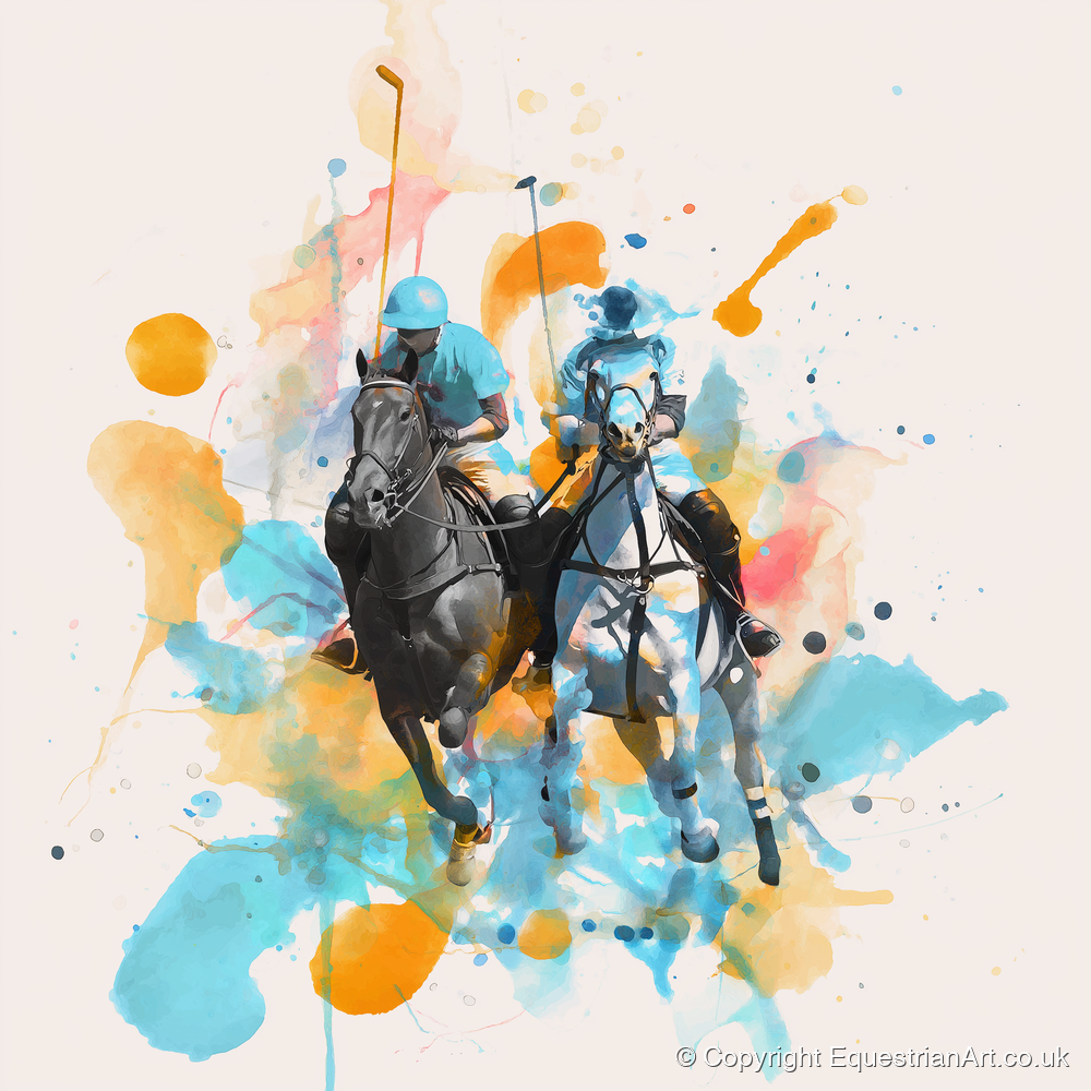 Mid-Chukka Clash - polo horse art print and canvas by Gwendolyn Hurst A.I