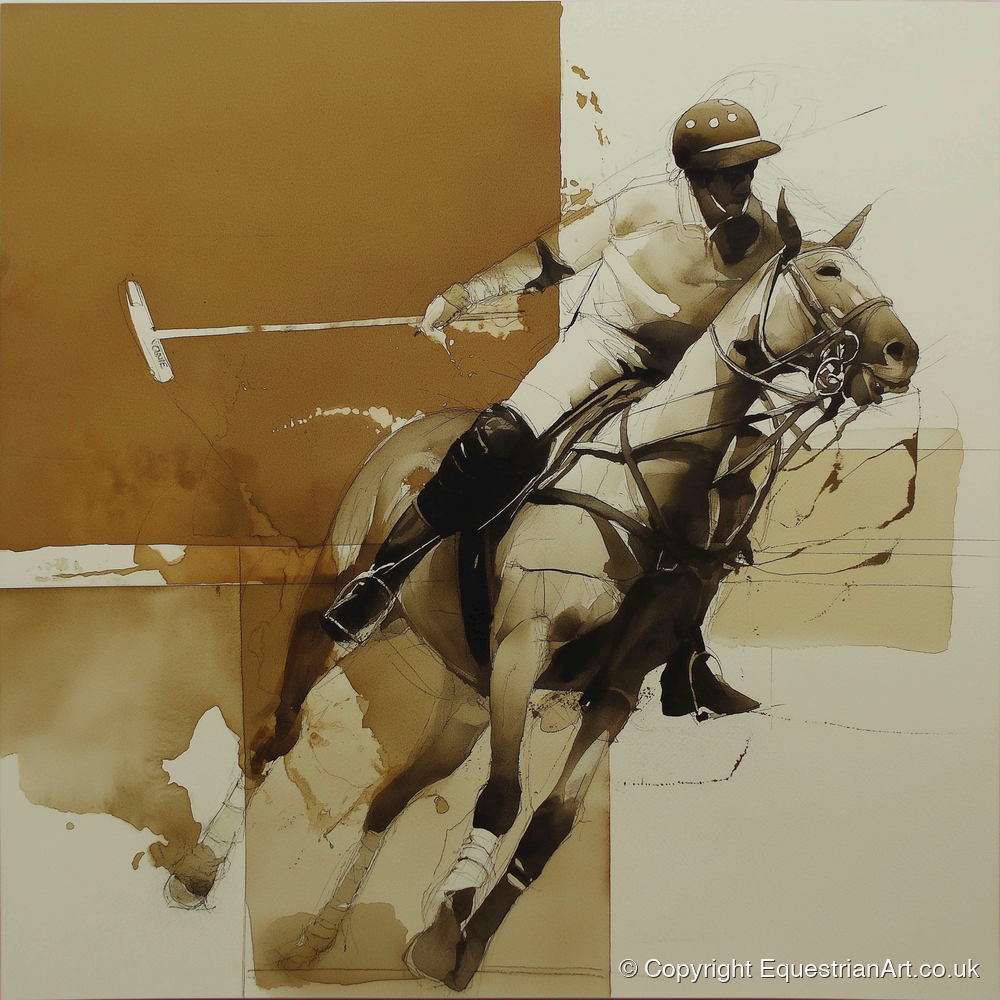 Mid-Chukka Momentum - polo horse art print and canvas by Harrison Cole A.I