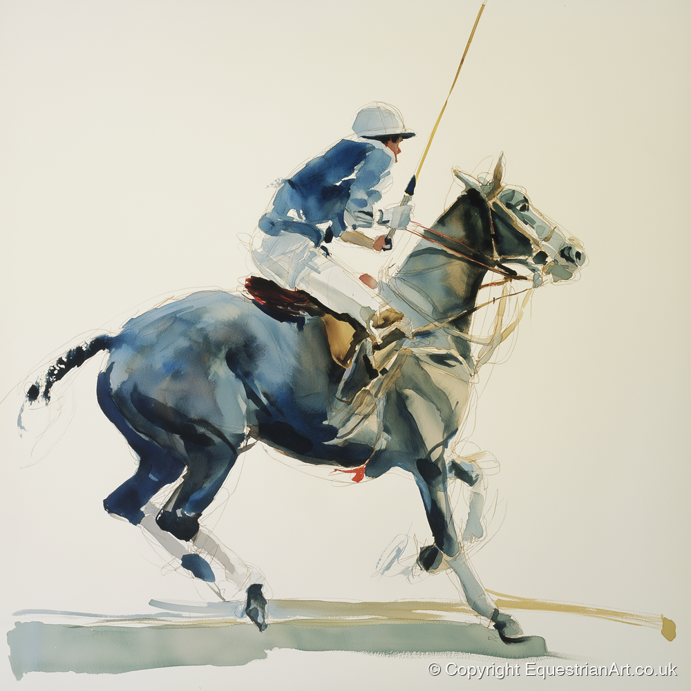 Mid-Chukka Momentum - polo horse art print and canvas by Beatrice Langley A.I