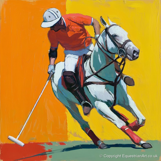 Mid-Swing Momentum - polo horse art print and canvas by Victor Beaumont A.I