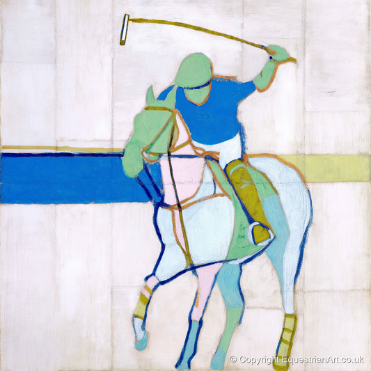 Mid-Swing Momentum - polo horse art print and canvas by Miles St. John A.I