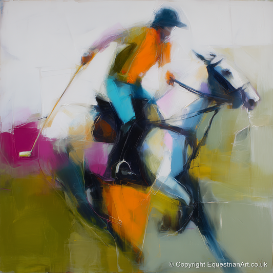 Midfield Momentum - polo horse art print and canvas by Warren Yates A.I