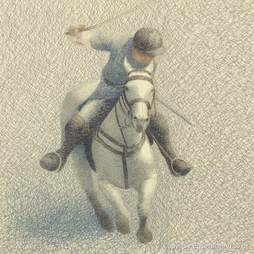 Midfield Precision - polo horse art print and canvas by Arthur Sterling A.I