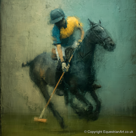 Midfield Strike - polo horse art print and canvas by Alaric Townsend A.I