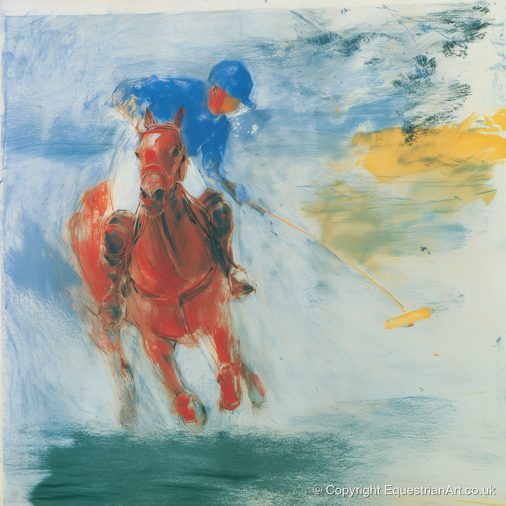 Midfield Strike - polo horse art print and canvas by Emile Goddard A.I