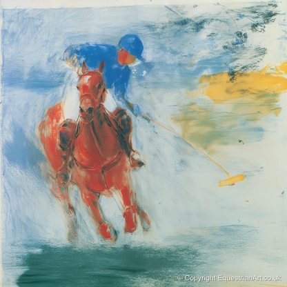 Midfield Strike - polo horse art print and canvas by Emile Goddard A.I