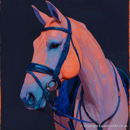 Midnight and Peach Profile - horse portrait art print and canvas by Evander Winslow A.I